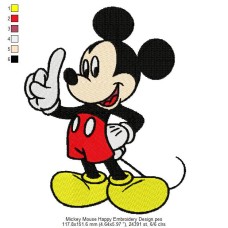 Mickey Mouse Happy Embroidery Design